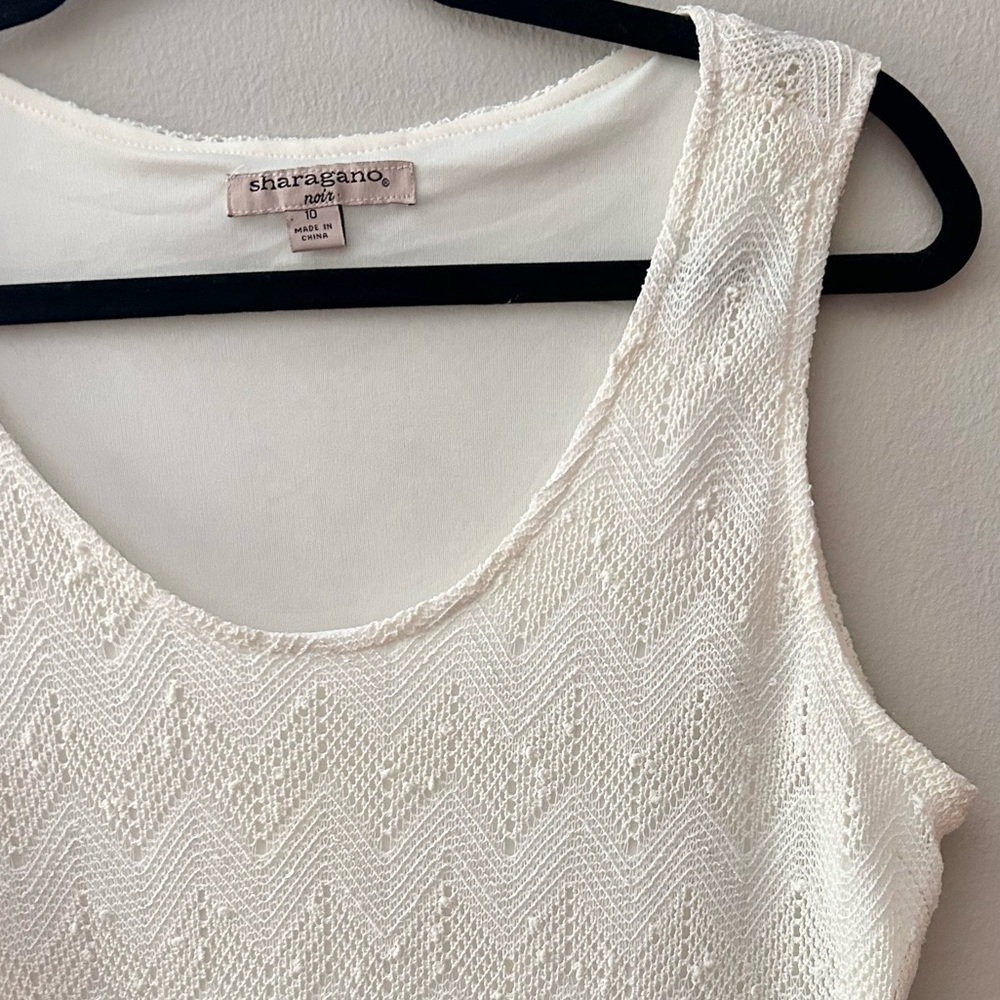 Y2K SHARAGANO NOIR Crochet Shimmer Scoop Neck Maxi Slip Dress 90s Boho Fairy 10 - Picture 10 of 15